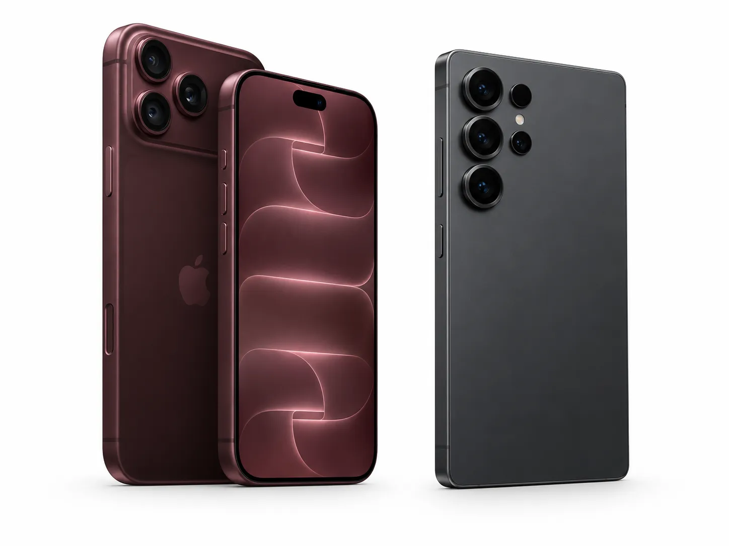 iPhone 18 Pro Max vs Galaxy S26 Ultra shown side by side on a white background