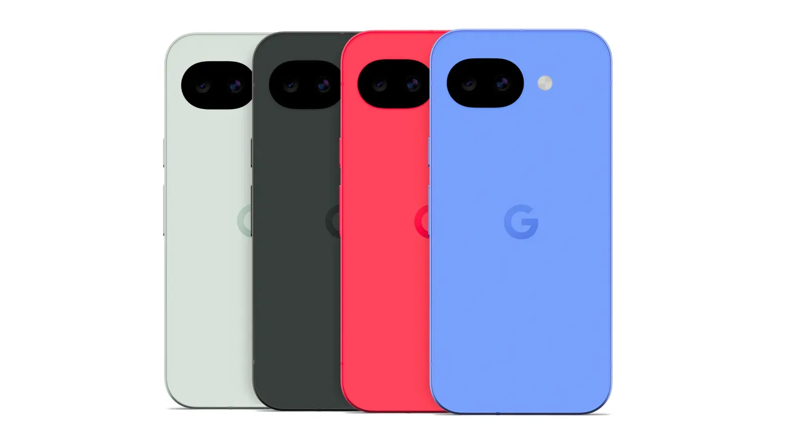 Google Pixel 10a phones in four colors shown from the back, highlighting the Pixel A-series design