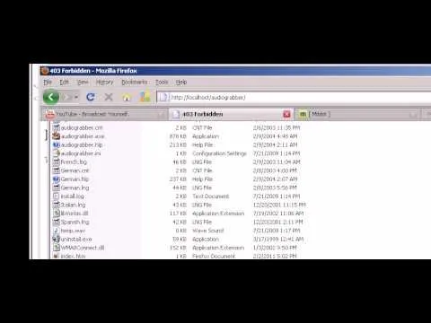 File directory listing on a computer screen.