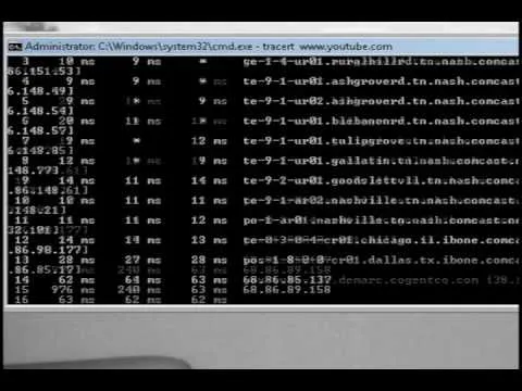 Command line interface displaying network data.