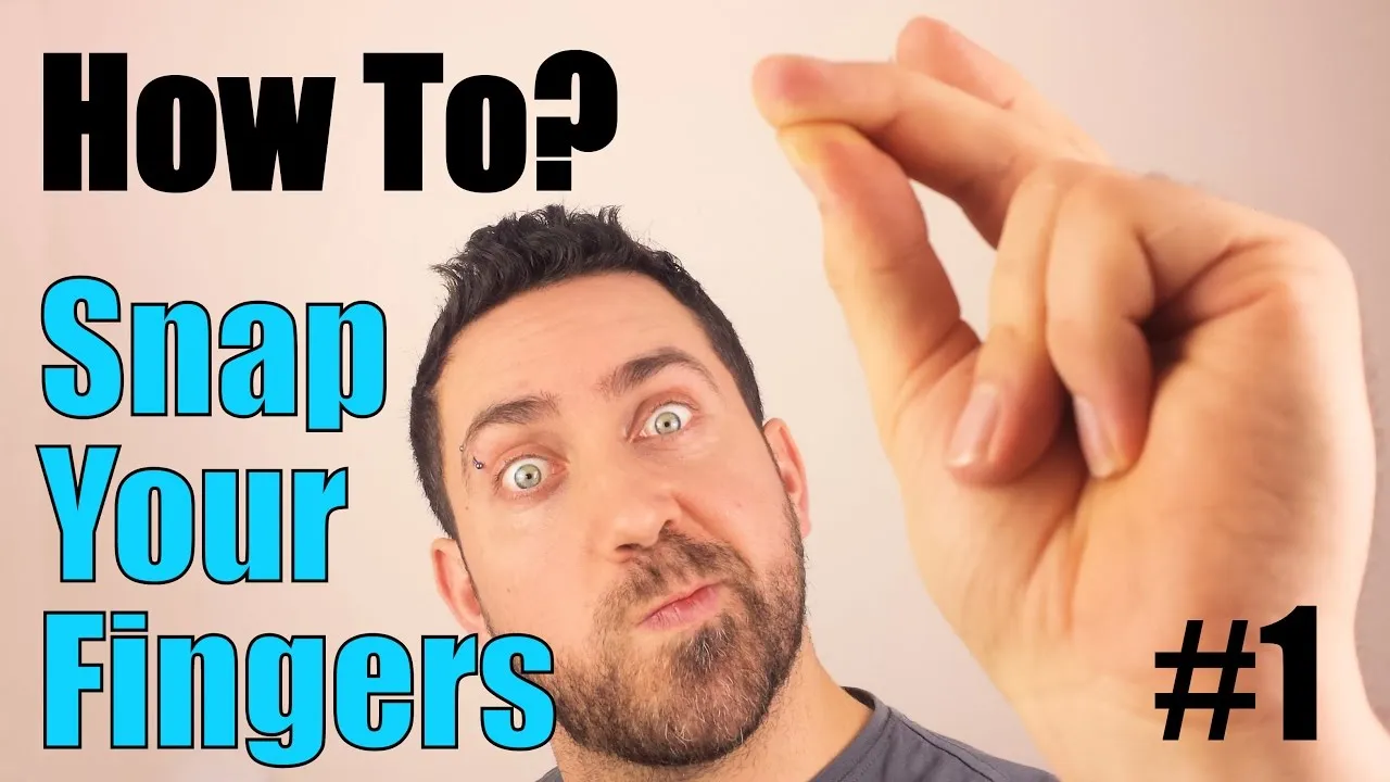 Man demonstrating how to snap fingers with a humorous expression.