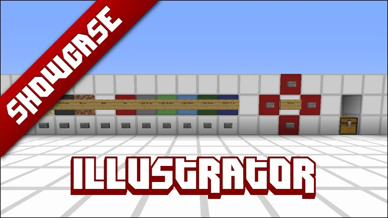 Illustrator showcase display with color palettes and design tools.