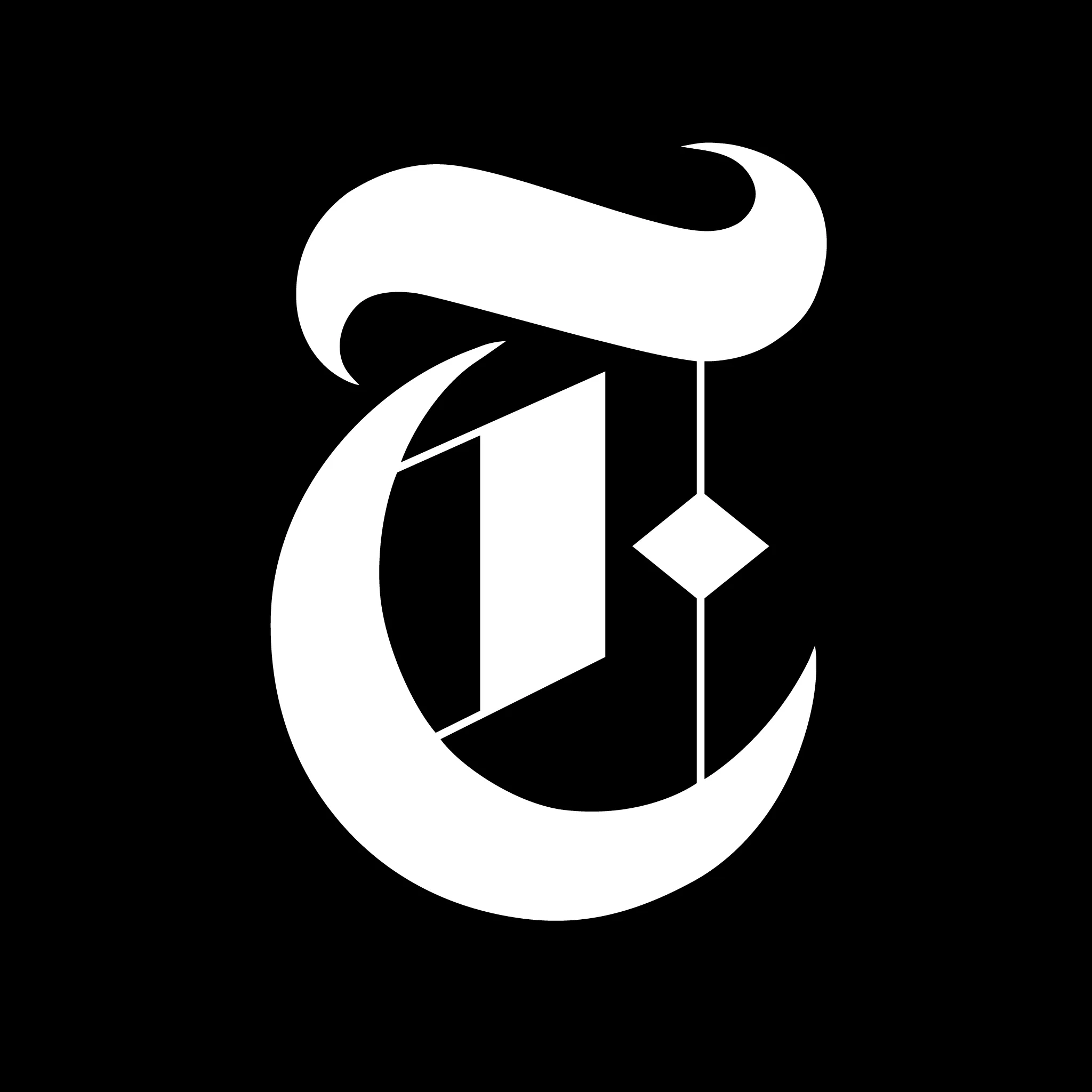 New York Times logo on a black background.