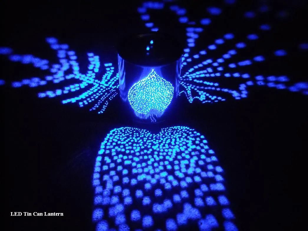 LED light display creating a glowing blue pattern.