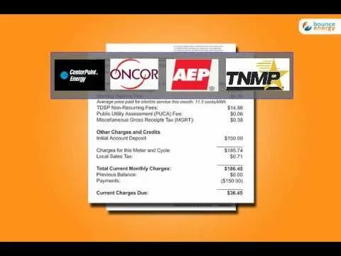 Utility bill statement with charges from multiple providers.