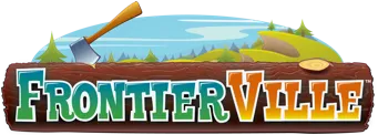 FrontierVille logo featuring a landscape and gardening tools.