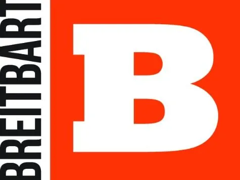 Breitbart logo in bold white text on an orange background.