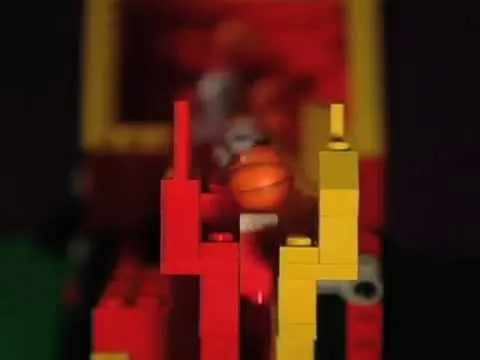 Colorful Lego structures with a blurred background.