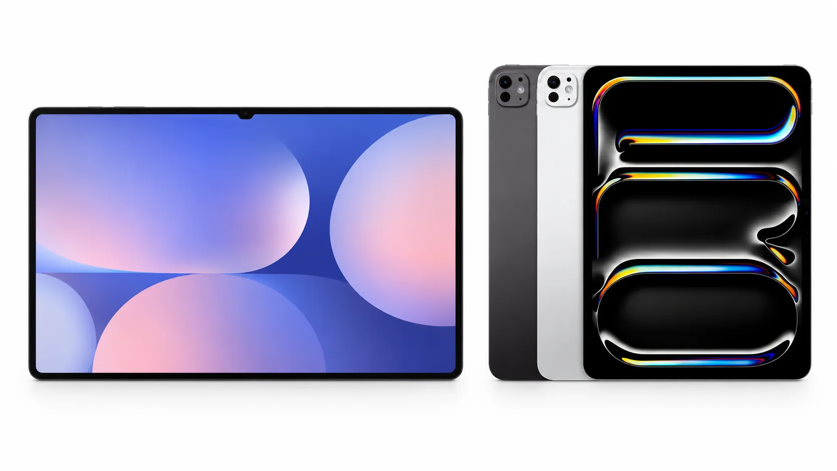 Alt text: Samsung Galaxy Tab S12 Ultra and Apple iPad Pro M5 shown side by side for a tablet comparison