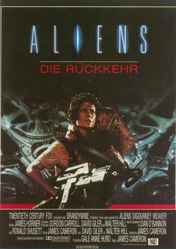 Movie poster for "Aliens" featuring an action scene.