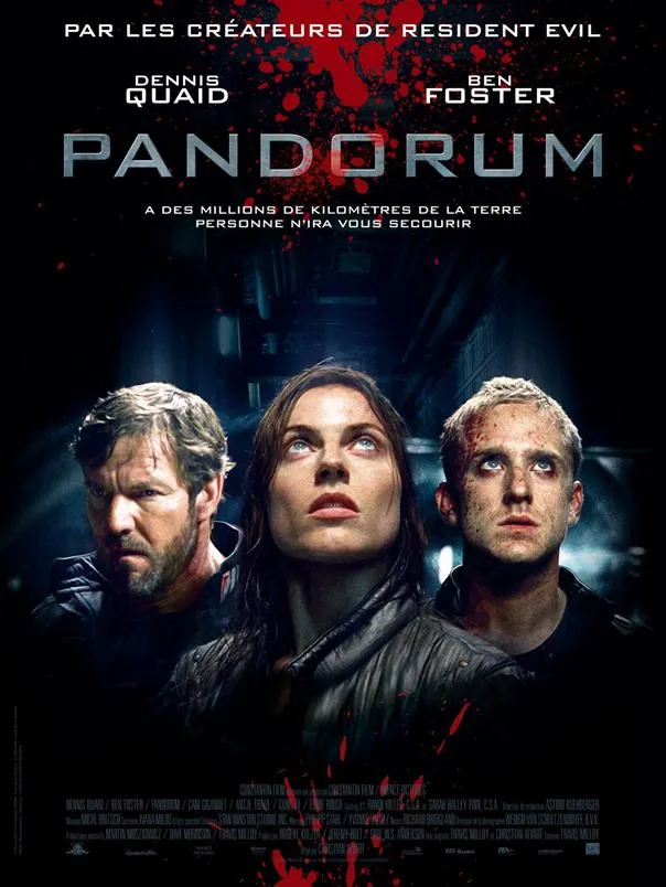 Pandorum movie poster featuring three main characters with a sci-fi theme.