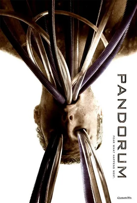 Movie poster for "Pandorum" featuring a person's head with wires extending from it.