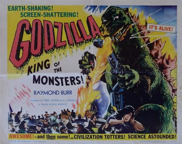 Godzilla movie poster featuring the tagline "King of the Monsters!"