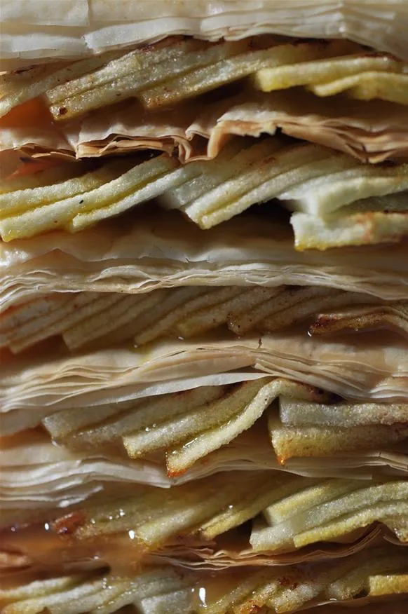 Layered pastry close-up