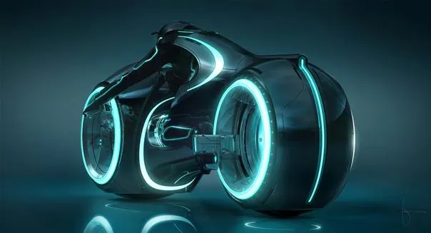Futuristic motorbike with glowing accents