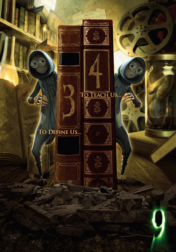 Alternative title for a fantasy book cover featuring characters and books.