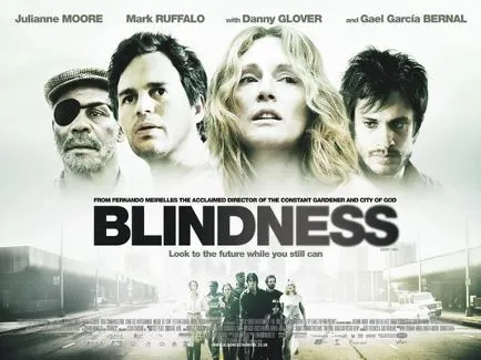 Blindness movie poster featuring Julianne Moore, Mark Ruffalo, Danny Glover, and Gael García Bernal.