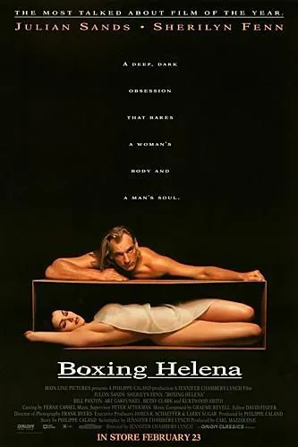 Boxing Helena movie poster featuring a man and a woman lying in a box.