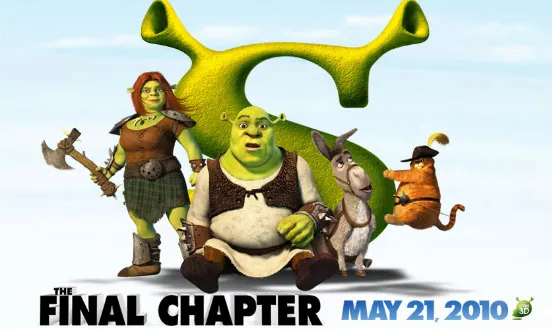 Shrek and friends in promotional image for "Shrek: The Final Chapter" movie.