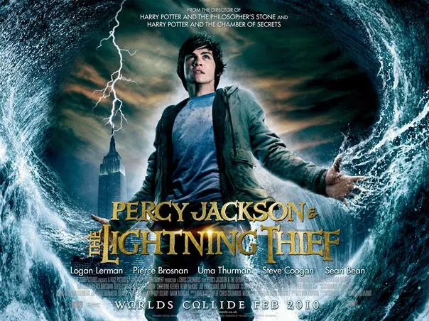 Percy Jackson: The Lightning Thief movie poster featuring the main character surrounded by stormy elements.