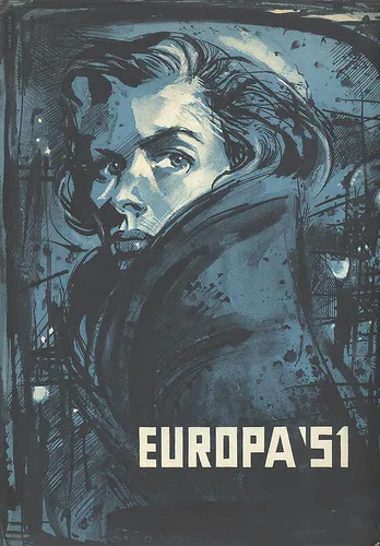 Europa '51 movie poster featuring a stylized portrait of a young man.