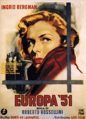 Film poster for "Europa '51" featuring Ingrid Bergman.
