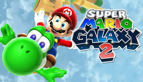 Super Mario Galaxy 2 game cover featuring Mario and Yoshi.