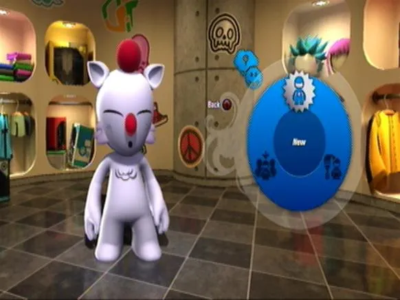 Moogle character in a colorful virtual space