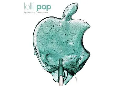 Lollipop shaped like an apple logo