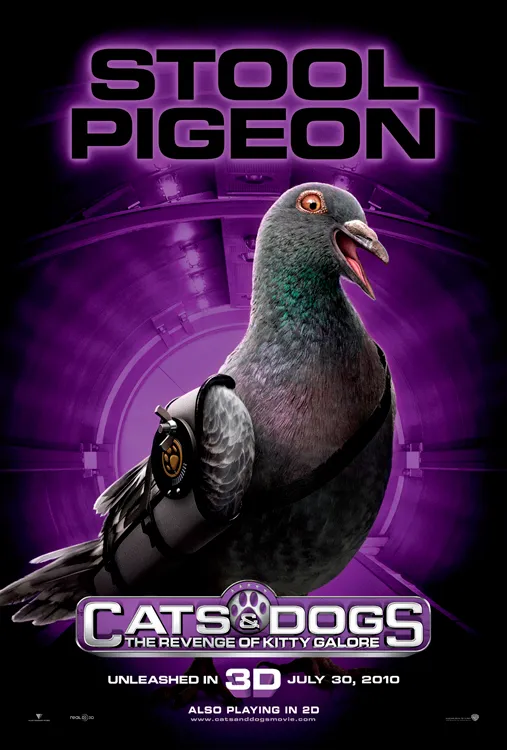 Stool Pigeon movie poster featuring a pigeon in a futuristic setting.