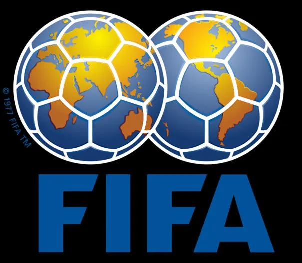 FIFA logo featuring two globe-shaped soccer balls.