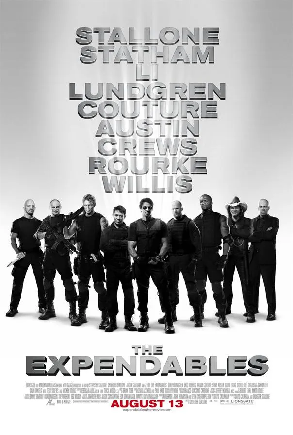 The Expendables movie poster featuring an ensemble cast of action stars.