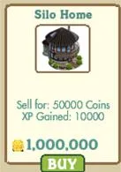 Silo home with selling price and experience points details.