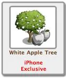 White Apple Tree illustration with two apples and a label indicating "iPhone Exclusive"