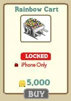 Rainbow cart lock screen with purchase option for iPhone users.