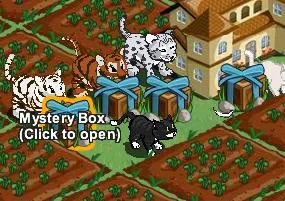 Animated cartoon animals near a house and gift boxes in a garden setting.