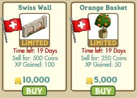 "Swiss Wall and Orange Basket for sale with limited time offers and pricing details."