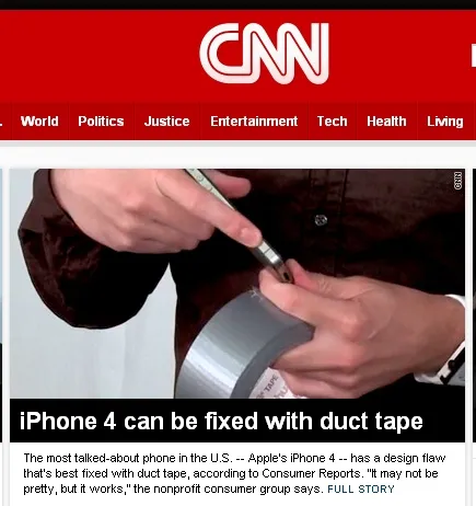 iPhone 4 being repaired with duct tape