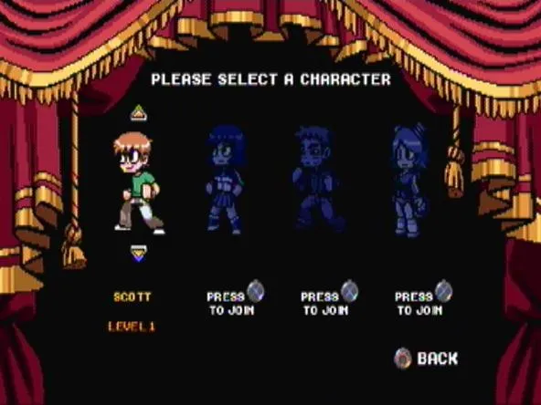 Character selection screen for a video game featuring a main character and shadowed options.