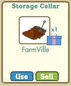 FarmVille storage cellar item with a shovel icon.