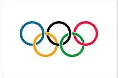 Olympic rings emblem on a white background.