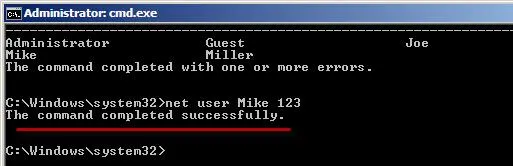 Error message in command prompt indicating a completed command with errors.