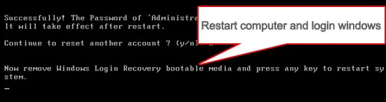 "Restart computer and login windows prompt"