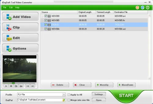 Video conversion software interface displaying options for adding and editing video files.