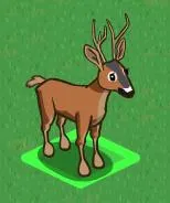 Cartoon deer with antlers standing on a green square background.