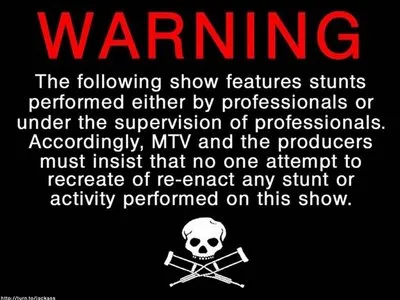 Warning about stunts performed by professionals on a show.
