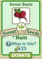 Sweet Beets donation card for Haiti