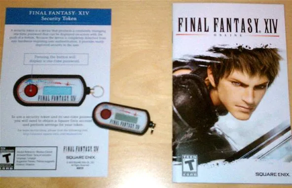 Final Fantasy XIV security token and game box art