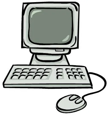Desktop computer with monitor, keyboard, and mouse.