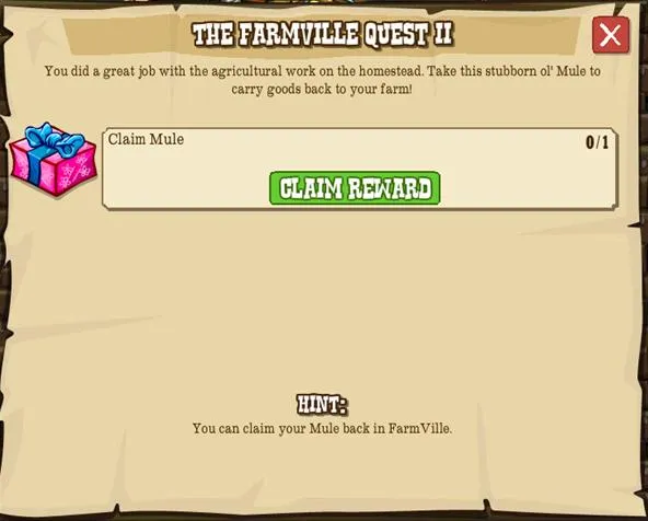 Game notification for claiming a reward in a quest.